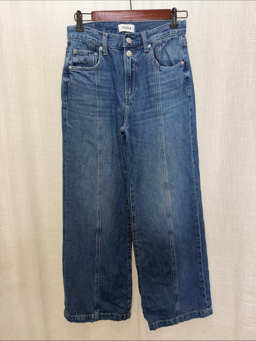 Pistola High-Rise Wide Leg Jeans in Medium Blue Wash Size 25 Excellent Condition